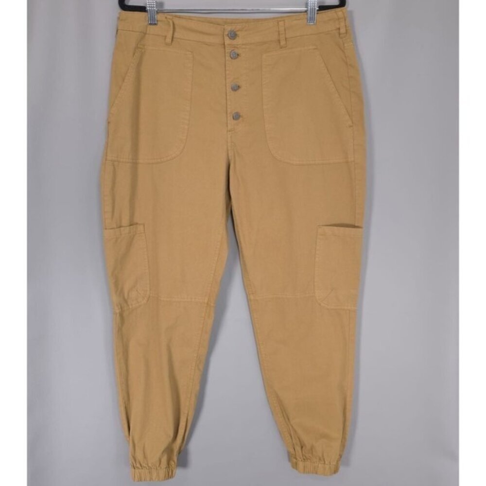 sundance Women's Size 12 Jolienne Jogger Pants Cargo Button Fly Camel Brown